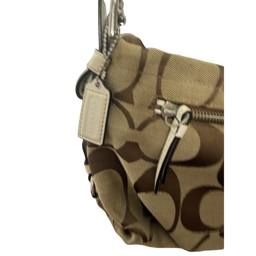 COACH Signature Shoulder Bag F15068 Tan/Brown Canvas/Leather Shoulder Purse. - Picture 7 of 8
